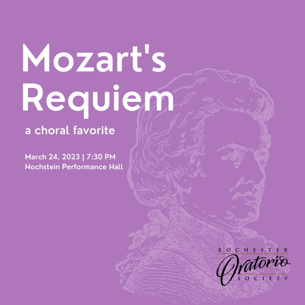 Mozart's Requiem, a choral favorite, March 14, 2023, 7:30 PM, Hochstein Performance Hall, image of Mozart
